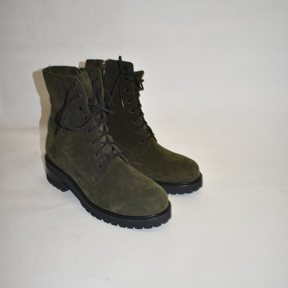 La Canadienne Cara Waterproof Combat Boot Khaki Olive Green Suede Size 7.5 - Picture 2 of 10